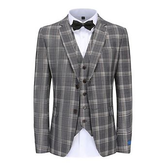 Men's 3 pc Checkered Plaid Slim Fit Suit