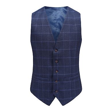 Men's 3-piece Windowpane Plaid Slim Fit Suit