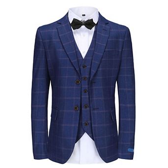 Men's 3 pc Windowpane Plaid Slim Fit Suit