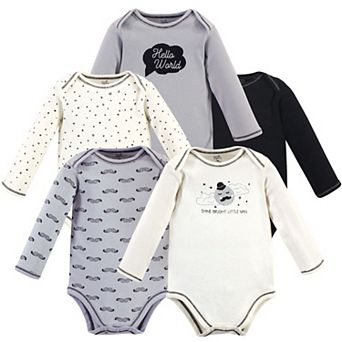 Touched by Nature Baby Boy Organic Cotton Long-Sleeve Bodysuits 5 pk Mr. Moon, 3-6 Months