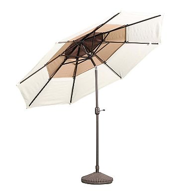 Aoodor 10ft 3 Tier Patio Umbrella - Stylish Outdoor Market Umbrella   (No Base)