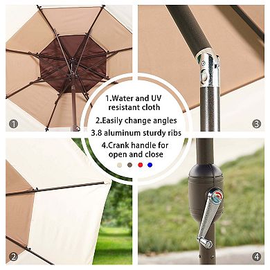 Aoodor 10ft 3 Tier Patio Umbrella - Stylish Outdoor Market Umbrella   (No Base)