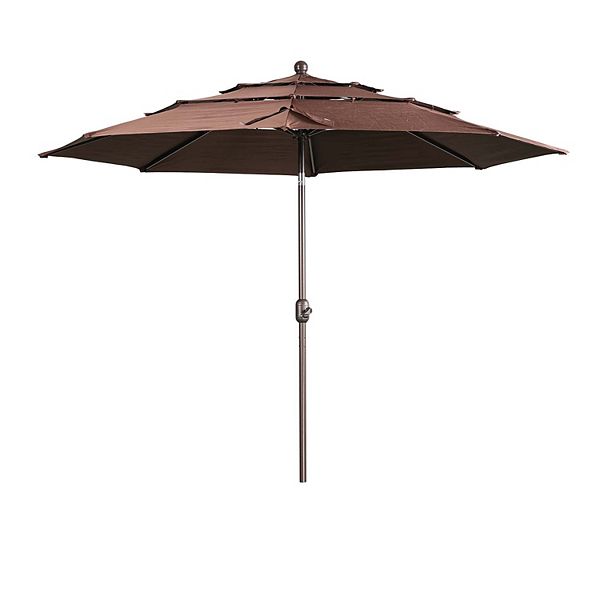 Aoodor 10ft 3 Tier Patio Umbrella Stylish Outdoor Market Umbrella (No