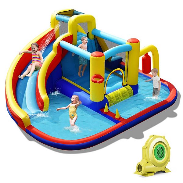 7in1 Inflatable Water Slide Water Park Kids Bounce Castle with 735W