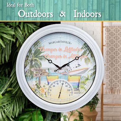 La Crosse Technology 15.75" Changes in Latitudes Margaritaville Outdoor Quartz Clock with Temp
