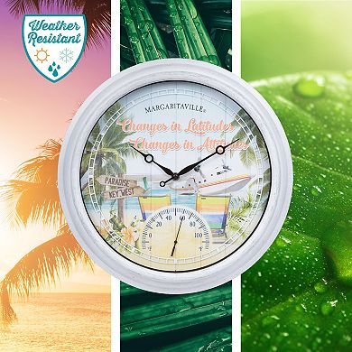 La Crosse Technology 15.75" Changes in Latitudes Margaritaville Outdoor Quartz Clock with Temp