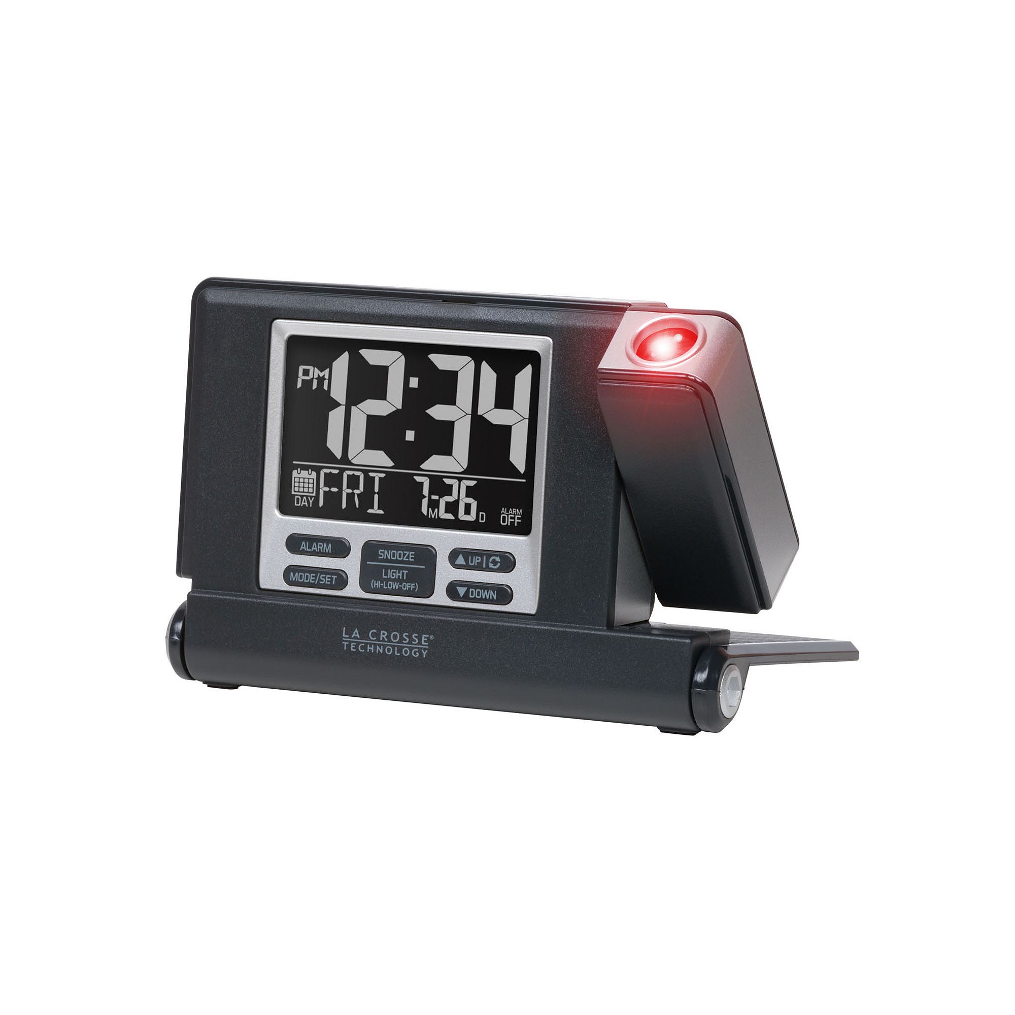 La Crosse Technology Digital Travel Projection Alarm with Fold out Stand, B