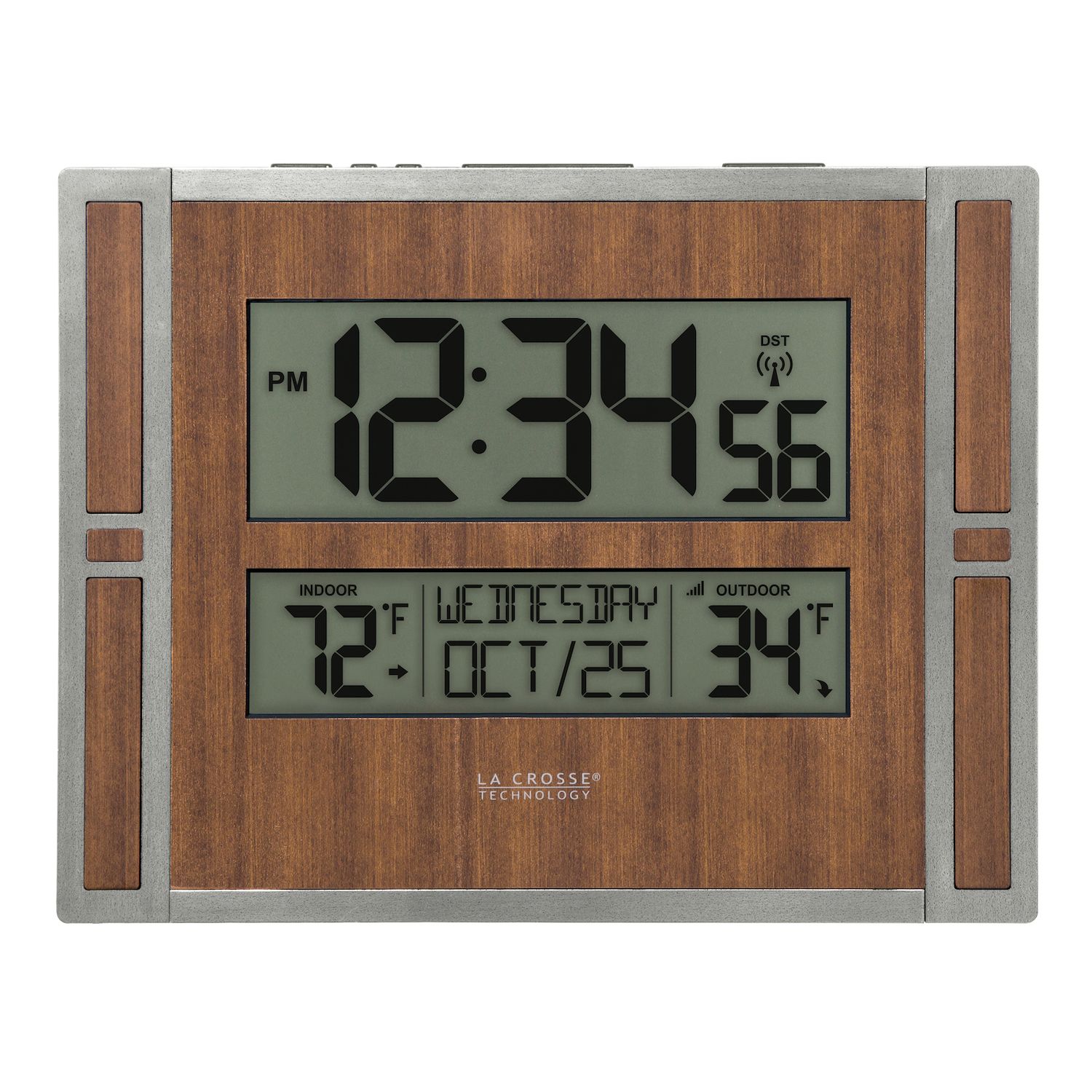 Equity by La Crosse 29007 8 inch In/Out Thermometer Metallic (Grey) Silver Wall Clock