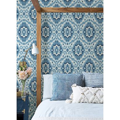 RoomMates Blue Bohemian Ikat Peel and Stick Wallpaper