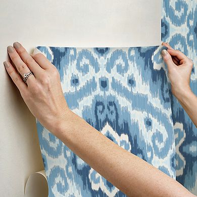 RoomMates Blue Bohemian Ikat Peel and Stick Wallpaper