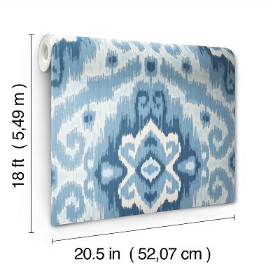 RoomMates Blue Bohemian Ikat Peel and Stick Wallpaper
