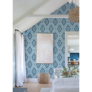 RoomMates Blue Bohemian Ikat Peel and Stick Wallpaper