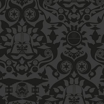 RoomMates Charcoal Star Wars The Dark Side Damask Peel and Stick Wallpaper