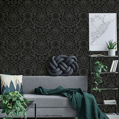 RoomMates Charcoal Star Wars The Dark Side Damask Peel and Stick Wallpaper