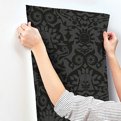 RoomMates Charcoal Star Wars The Dark Side Damask Peel and Stick Wallpaper