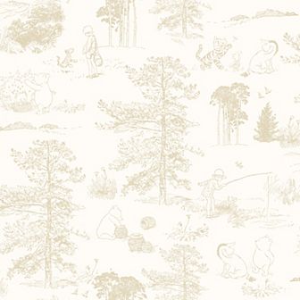 Disney's Winnie The Pooh RoomMates Beige Toile Peel and Stick Wallpaper