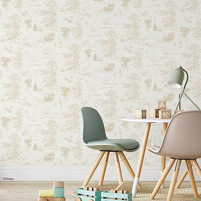 Disney's Winnie The Pooh RoomMates Beige Toile Peel and Stick Wallpaper