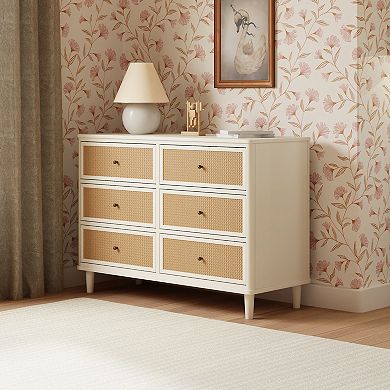 Namesake Marin with Cane 6 Drawer Assembled Dresser