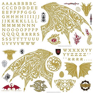 RoomMates Gold House of the Dragon Wall Decals with Personalization