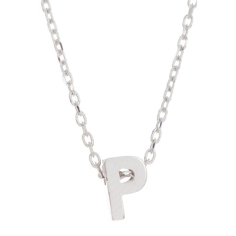 Adornia Mini Initial Pendant Necklace, Women's, Silver Tone P