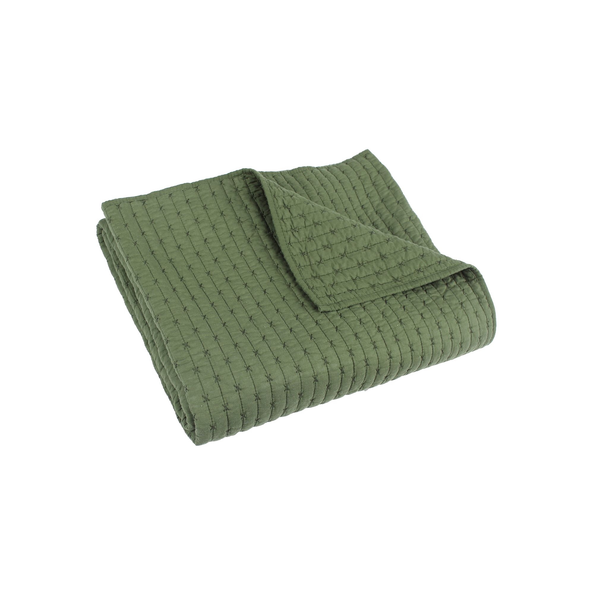 Levtex Home Cross Stitch Quilted Throw, Green Green