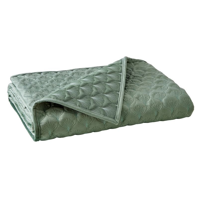 Levtex Home Birch Hill Merano Velvet Sea Spray Quilted Throw, Green
