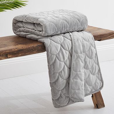 Levtex Home Light Grey Velvet Quilted Throw