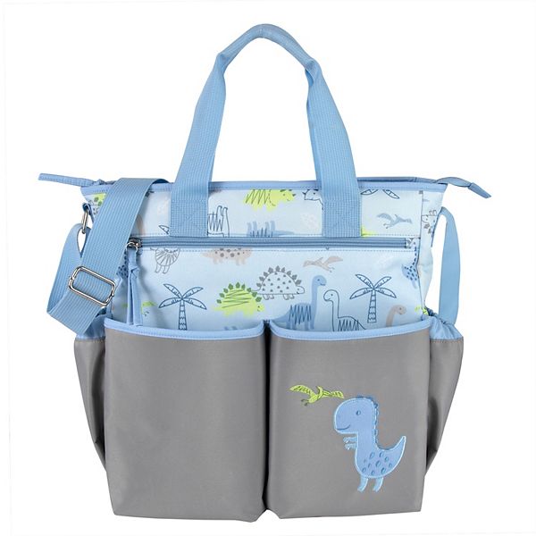 Baby Essentials Dinosaur Diaper Bag Tote 3-Piece Set with Changing Station