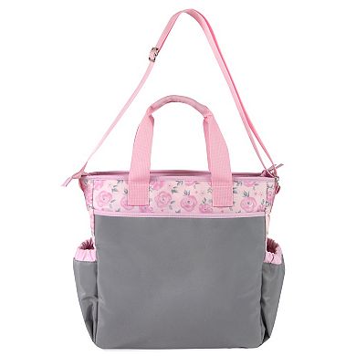 Baby Essentials "Sweet Baby Girl" Diaper Bag Tote 3-Piece Set with Changing Station 