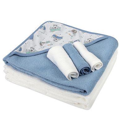 Baby Essentials 6 Piece Hooded Baby Bath Towel Washcloth Set