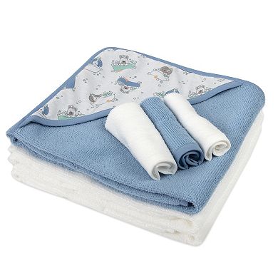 Baby Essentials 6-Piece Hooded Baby Bath Towel & Washcloth Set