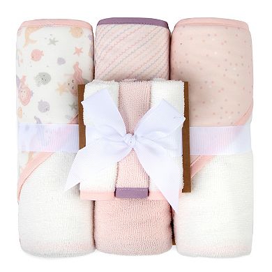 Baby Essentials 6-piece Hooded Baby Bath Towel & Wash Cloth Set