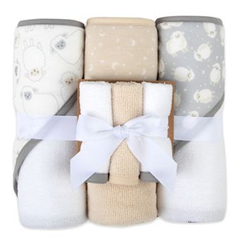 Baby Essentials 6 pc Hooded Baby Bath Towel & Wash Cloth Set