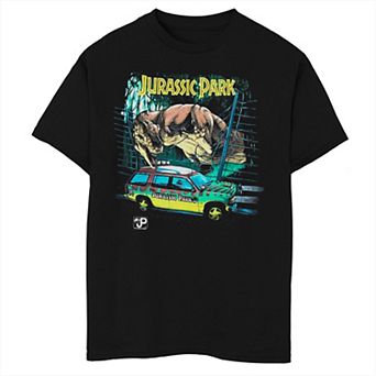 Boys Jurassic Park T-Rex Car Chase Graphic Tee