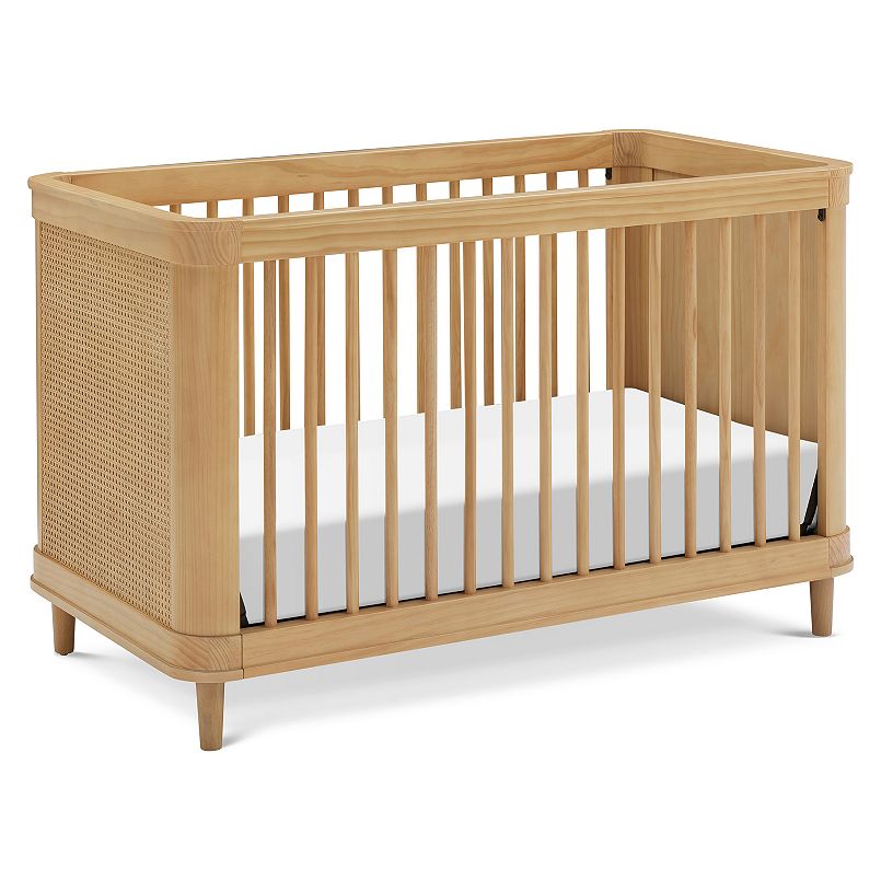 Namesake Marin Cane 3-in-1 convertible crib in natural wood with cane paneling