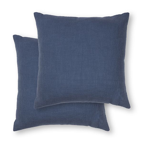Sonoma Goods For Life&reg; Solid Textured Slubbed 18" x 18" Throw Pillow 2-pack Set - Denim