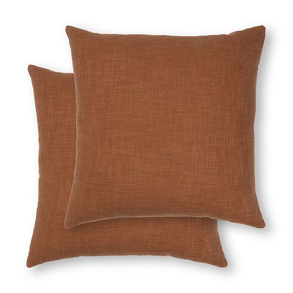 Sonoma Goods For Life&reg; Solid Textured Slubbed 18" x 18" Throw Pillow 2-pack Set - Rust