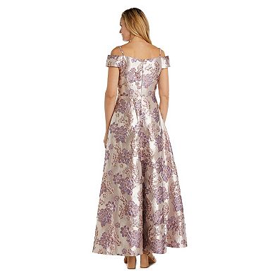 Women's Nightway Long Brocade Dress with Portrait Neck