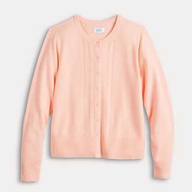 Petite Croft & Barrow® Extra Soft Classic Pointelle Cardigan