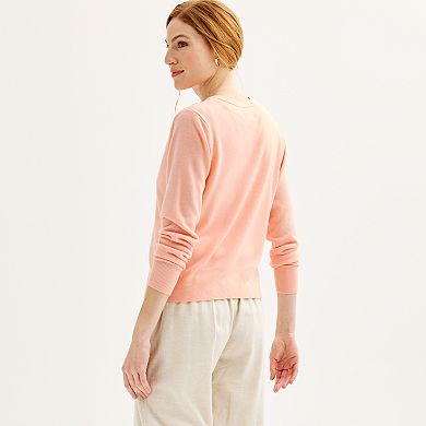 Petite Croft & Barrow® Extra Soft Classic Pointelle Cardigan