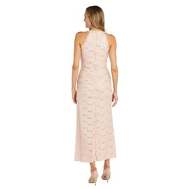 Women's Nightway Long Sequin Side-Slit Lace Dress