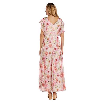 Women's Nightway Long Floral Mock-Wrap Dress