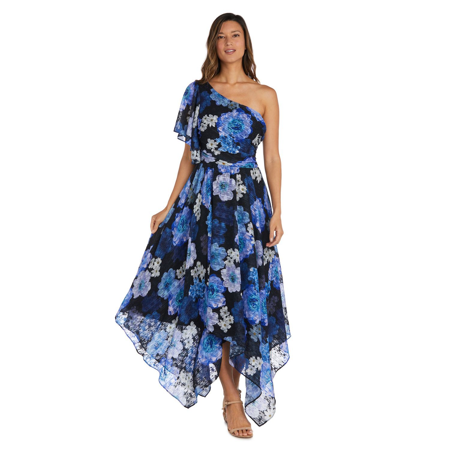 Women's 24seven Comfort Apparel Off-The-Shoulder Ruffled Side Slit Maxi  Dress