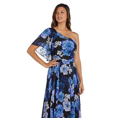 Women's Nightway One-Shoulder Flutter Sleeve Floral Dress