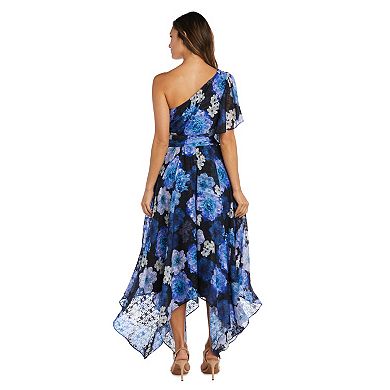 Women's Nightway One-Shoulder Flutter Sleeve Floral Dress