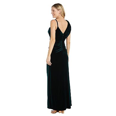 Women's Nightway Long Draped One-Shoulder Stretch Velvet Dress