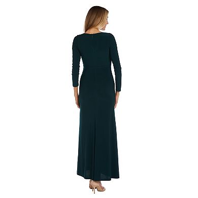 Women's Nightway Long Sleeve Mock-Wrap Bodice Dress
