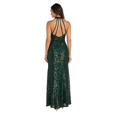 Women's Nightway Long Sequin High-Neck Dress
