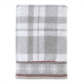 SKL Home Whistler Plaid Snowflake Trim Bath Towel