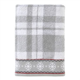 SKL Home Whistler Plaid Snowflake Trim Bath Towel